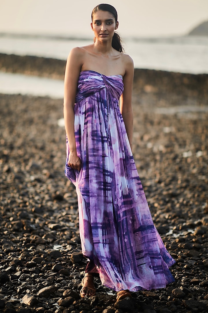 Purple Chiffon Maxi Dress by ANKITA DHARMAN
