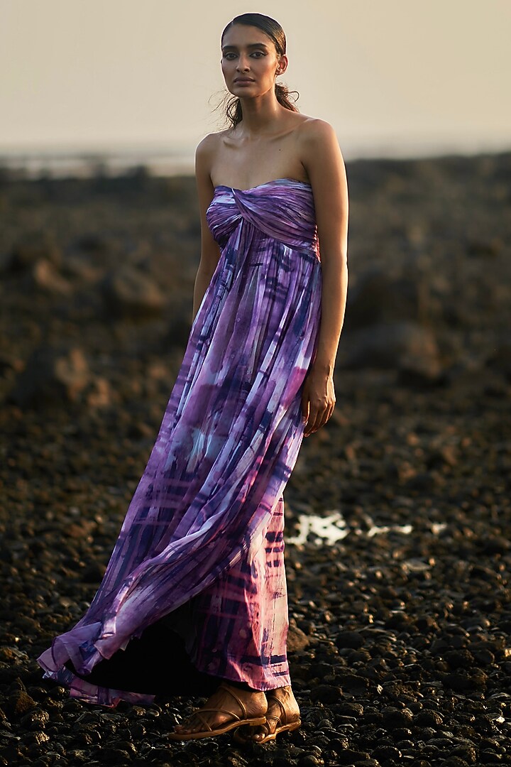 Purple Chiffon Maxi Summer Dress by ANKITA DHARMAN at Pernia's Pop Up Shop