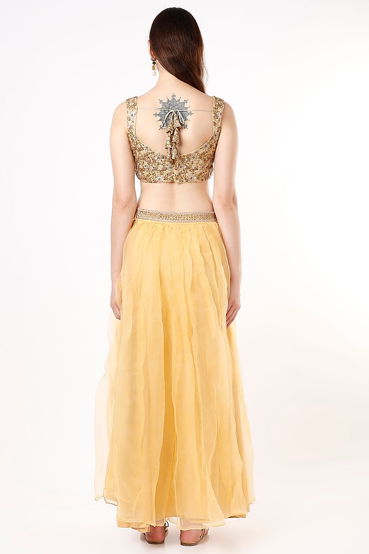 Golden Beige Embroidered Lehenga Set by Agastya The Era Edit at Pernia's Pop Up Shop