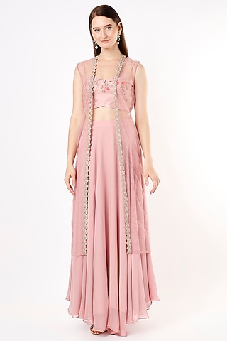 Blush Pink Embroidered Lehenga set by Agastya The Era Edit