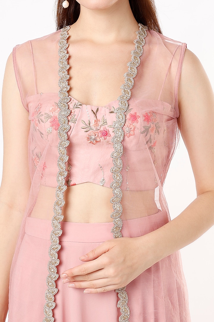 Blush Pink Embroidered Lehenga set by Agastya The Era Edit at Pernia's Pop Up Shop
