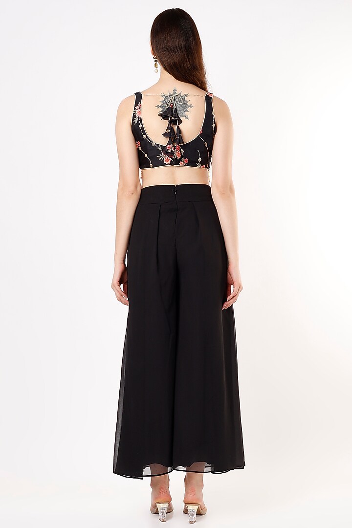 Black Georgette Pant Set by Agastya The Era Edit at Pernia's Pop Up Shop