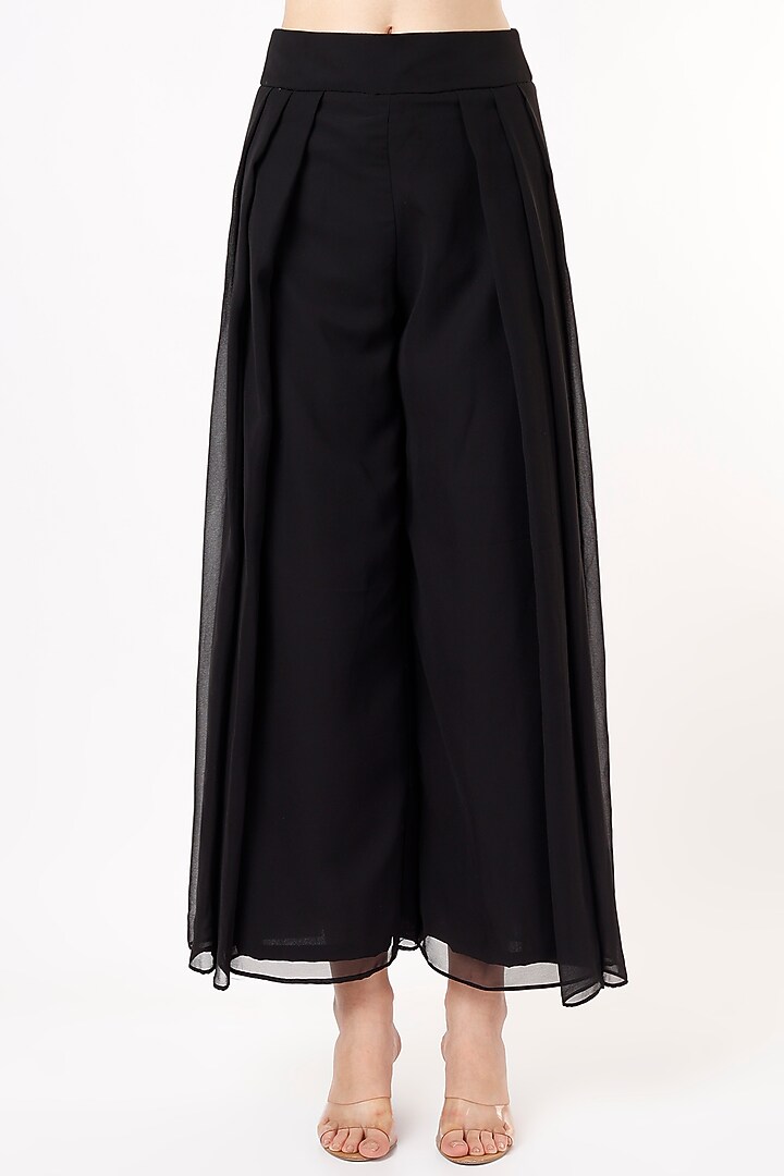 Black Georgette Pant Set by Agastya The Era Edit at Pernia's Pop Up Shop