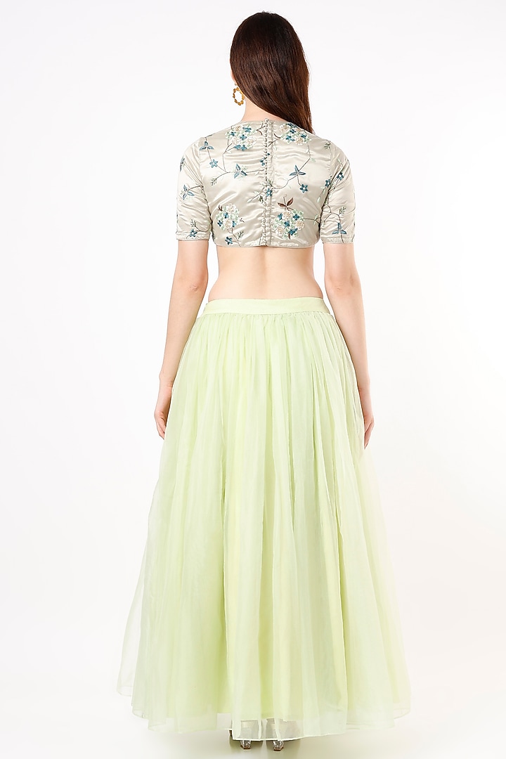 Mint Green Embroidered Lehenga Set by Agastya The Era Edit at Pernia's Pop Up Shop