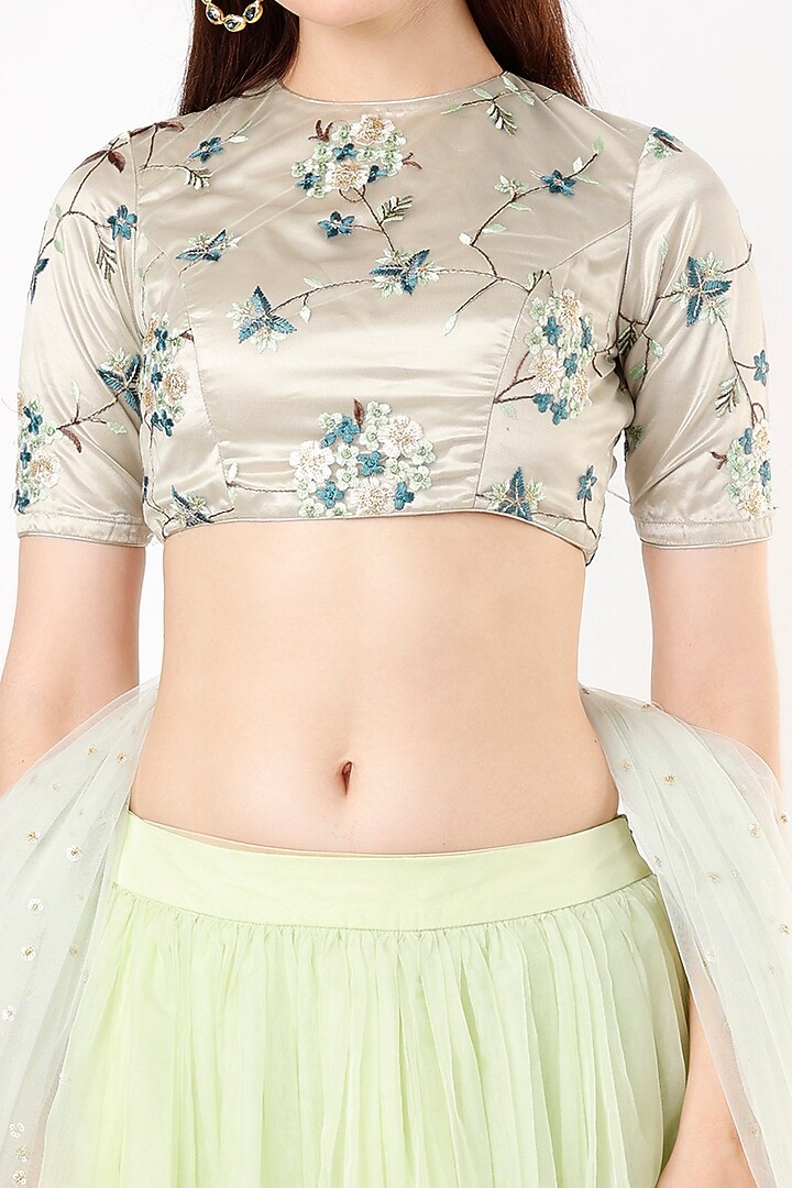 Mint Green Embroidered Lehenga Set by Agastya The Era Edit at Pernia's Pop Up Shop