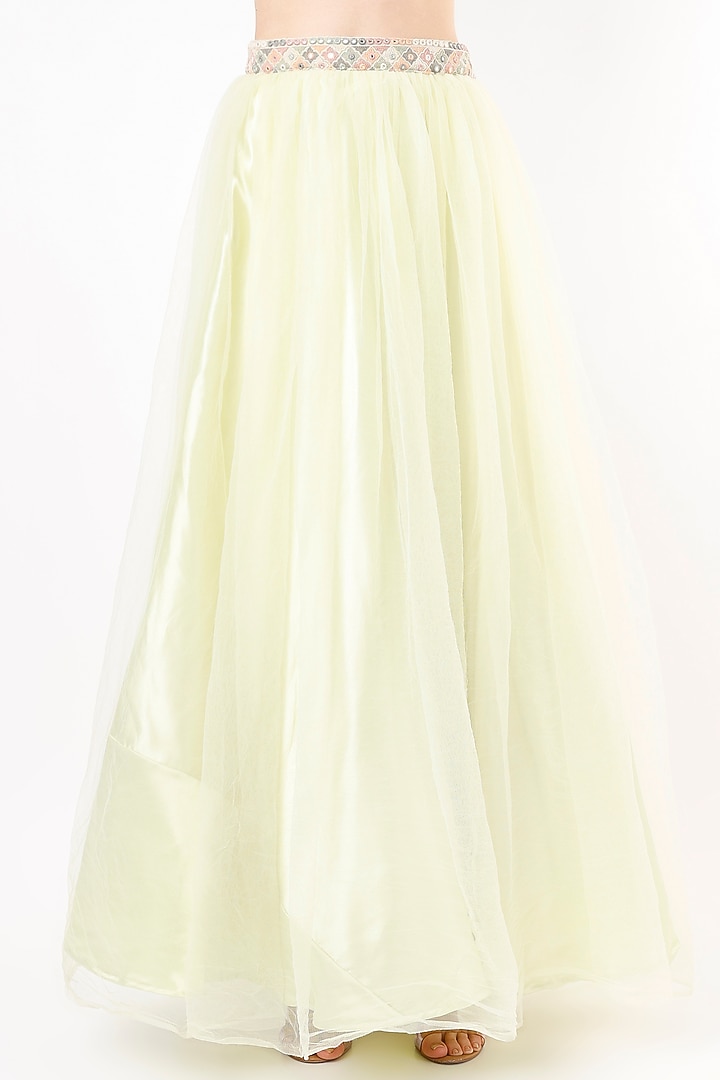 Mint Green Tulle Lehenga Set by Agastya The Era Edit at Pernia's Pop Up Shop