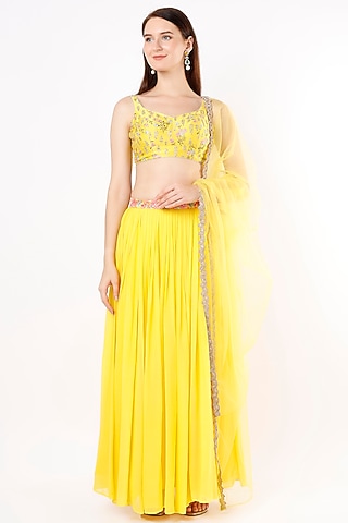Yellow Georgette Lehenga Set by Agastya The Era Edit