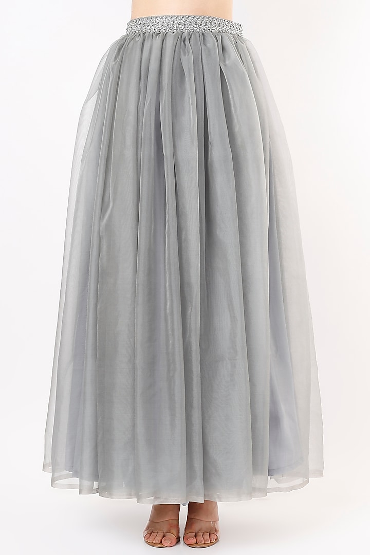 Grey Organza Embroidered Lehenga Set by Agastya The Era Edit at Pernia's Pop Up Shop