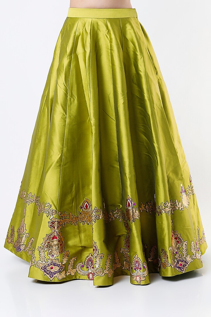 Lime Green Silk Bridal Lehenga Set by Architha Narayanam at Pernia's Pop Up Shop