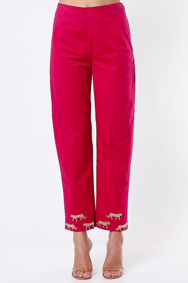 Fuchsia Raw Silk Wedding Anarkali Set by Architha Narayanam at Pernia's Pop Up Shop