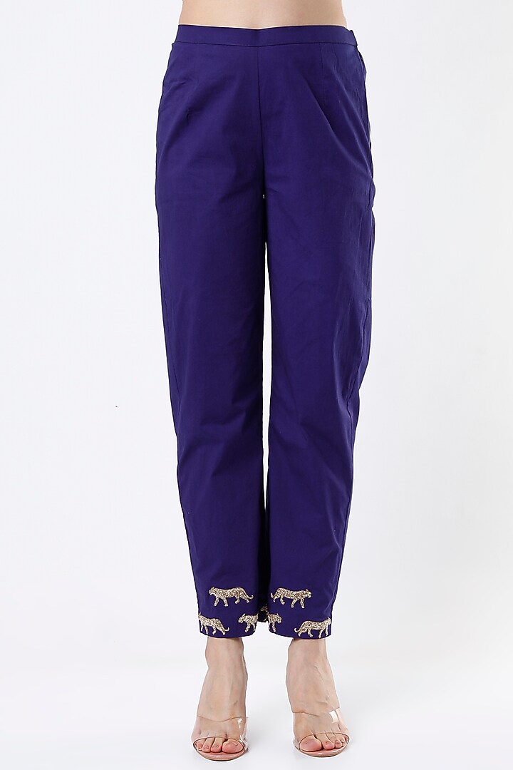 Violet & Blue Cotton Wedding Anarkali Set by Architha Narayanam at Pernia's Pop Up Shop