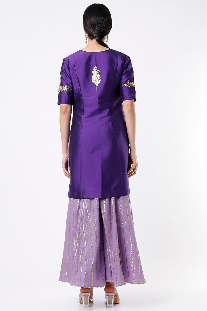 Violet Silk Kurta Set by Architha Narayanam at Pernia's Pop Up Shop