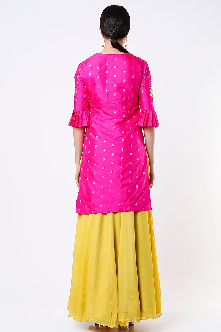 Mustard Crepe Silk Wedding Lehenga Set by Architha Narayanam at Pernia's Pop Up Shop