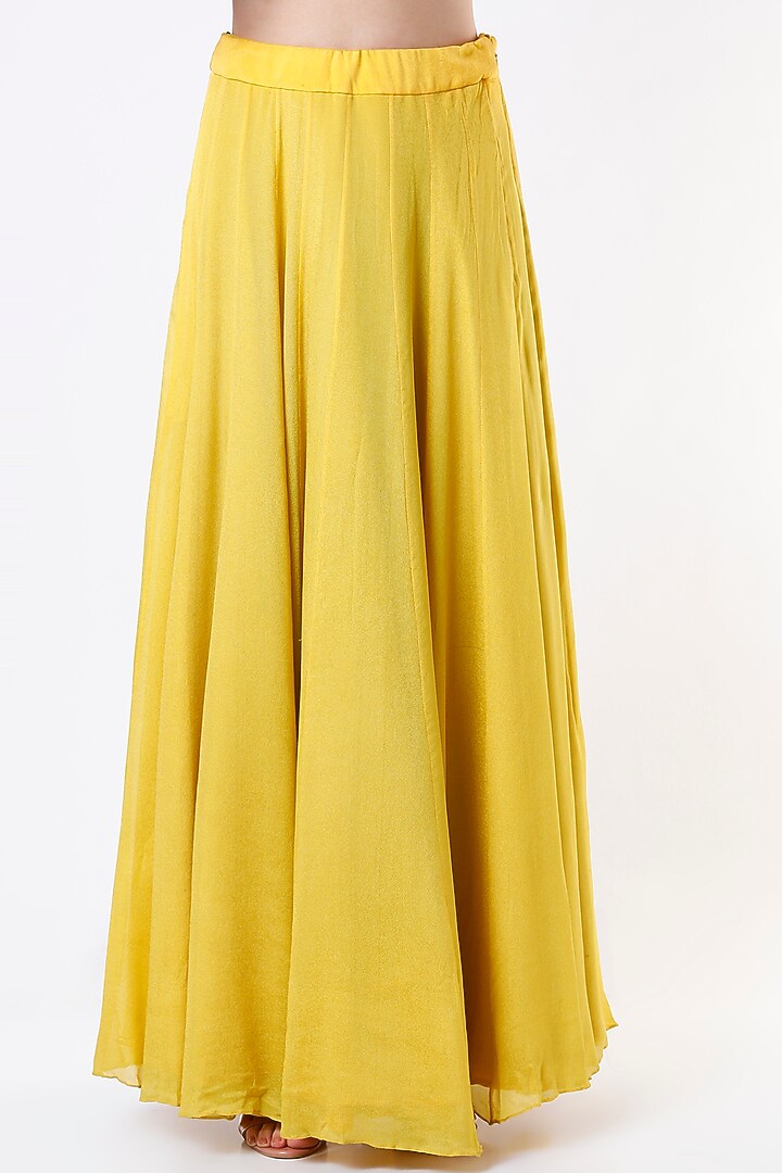 Mustard Crepe Silk Wedding Lehenga Set by Architha Narayanam at Pernia's Pop Up Shop