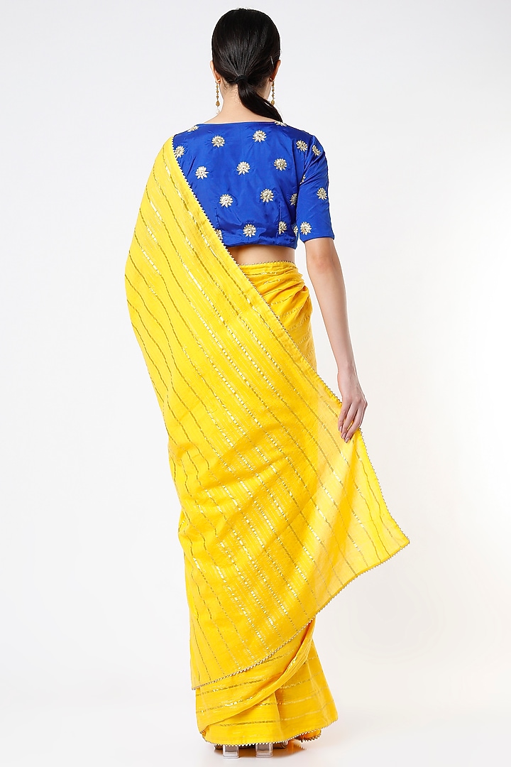 Yellow Embroidered Wedding Saree Set by Architha Narayanam at Pernia's Pop Up Shop