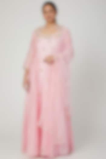 Blush Pink Embroidered Gown With Dupatta by Architha Narayanam at Pernia's Pop Up Shop