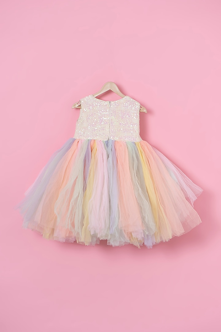 Multi-Colored Net 3D Floral Dress For Girls by ATIJAH at Pernia's Pop Up Shop
