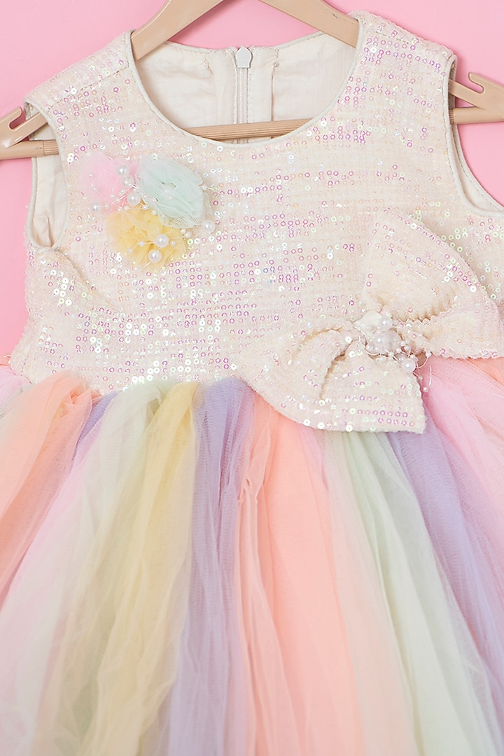 Multi-Colored Net 3D Floral Dress For Girls by ATIJAH at Pernia's Pop Up Shop