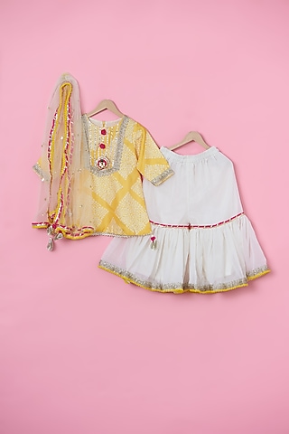 Yellow Georgette Sharara Set For Girls by ATIJAH