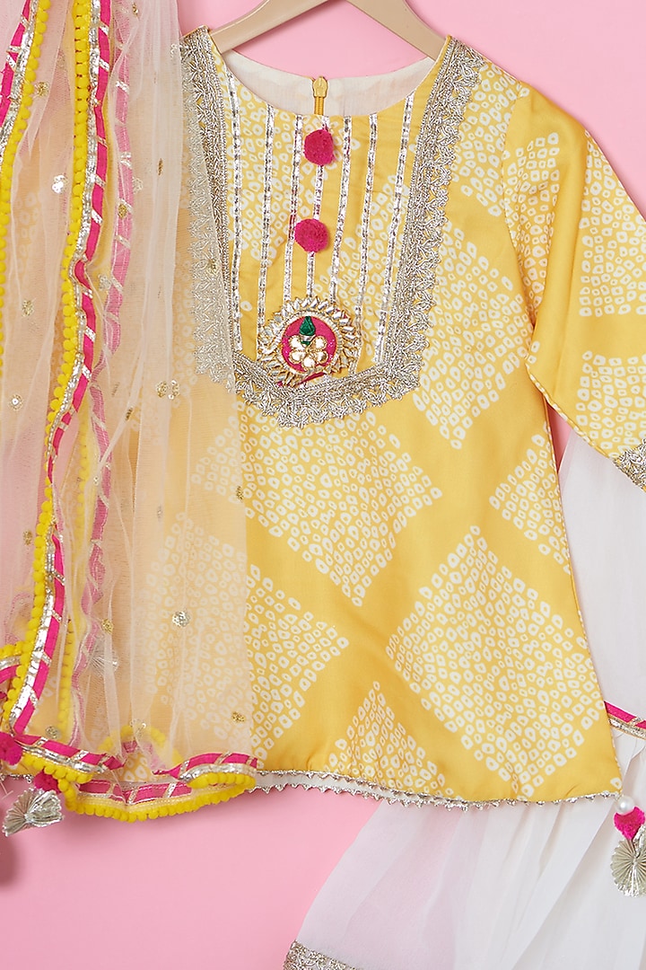 Yellow Georgette Sharara Set For Girls by ATIJAH at Pernia's Pop Up Shop