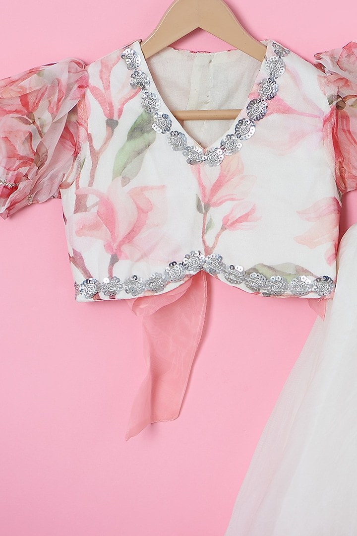 Pink Organza Lehenga Set For Girls by ATIJAH at Pernia's Pop Up Shop