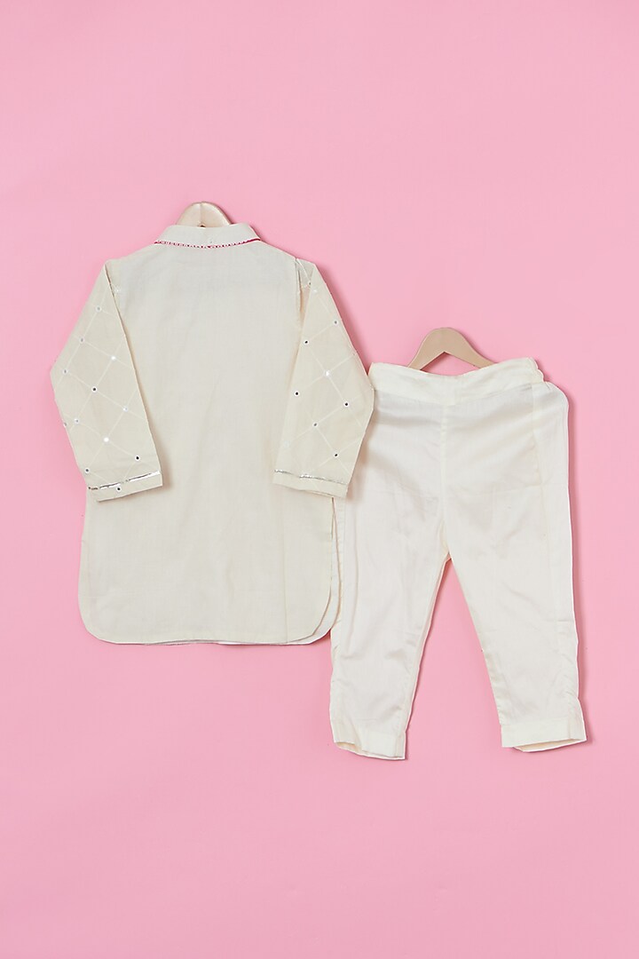 Pink Satin Printed Nehru Jacket Set For Boys by ATIJAH at Pernia's Pop Up Shop