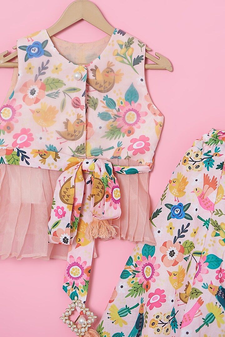 Multi-Colored Cotton Floral Printed Lehenga Set For Girls by ATIJAH at Pernia's Pop Up Shop