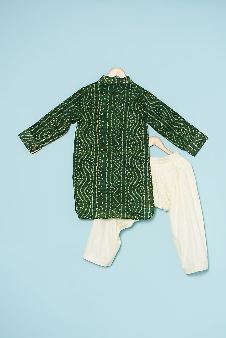 Green Cotton Printed Kurta Set For Boys by ATIJAH at Pernia's Pop Up Shop