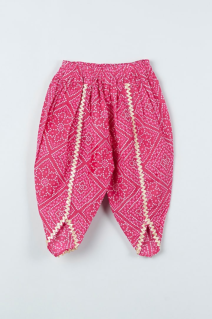 Pink Self-Textured Printed Dhoti Set For Girls by ATIJAH at Pernia's Pop Up Shop