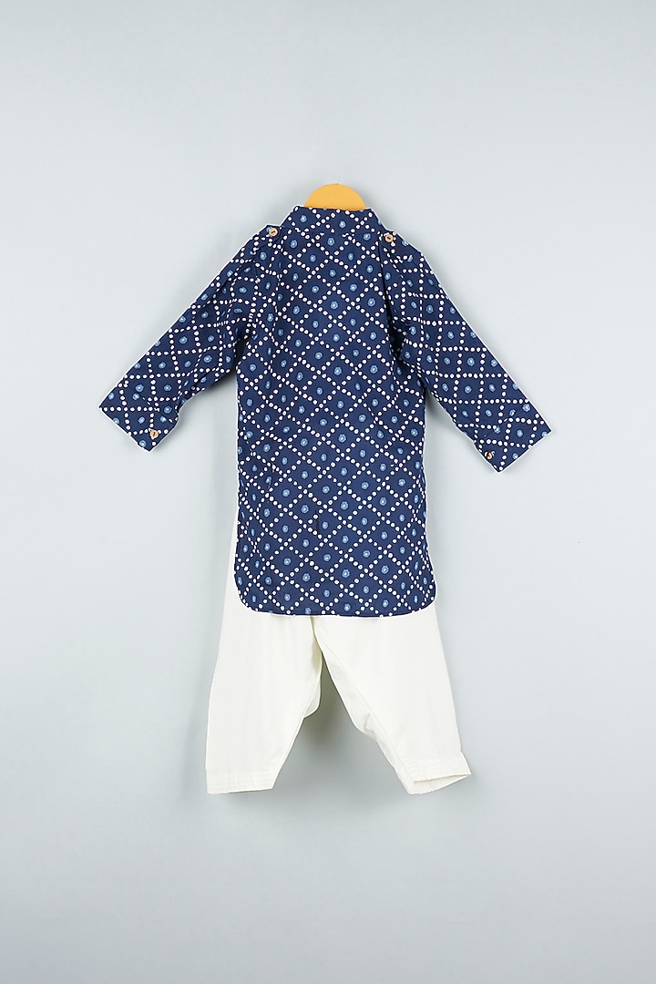 Dark Blue Cotton Kurta Set For Boys by ATIJAH at Pernia's Pop Up Shop