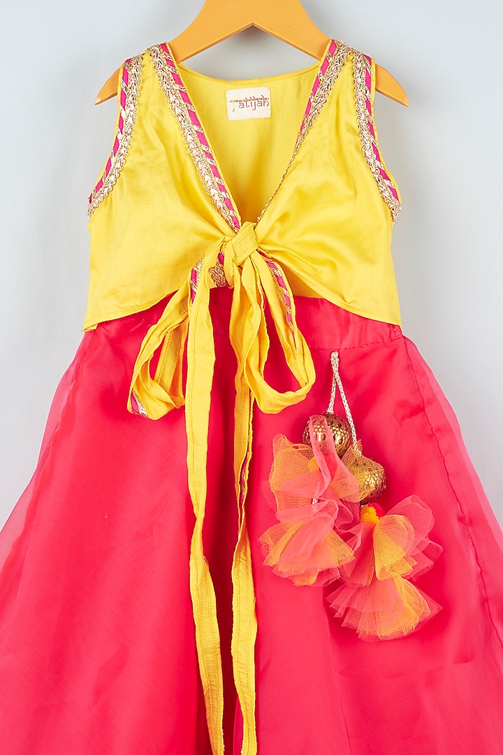 Pink Organza Lehenga Set For Girls by ATIJAH at Pernia's Pop Up Shop