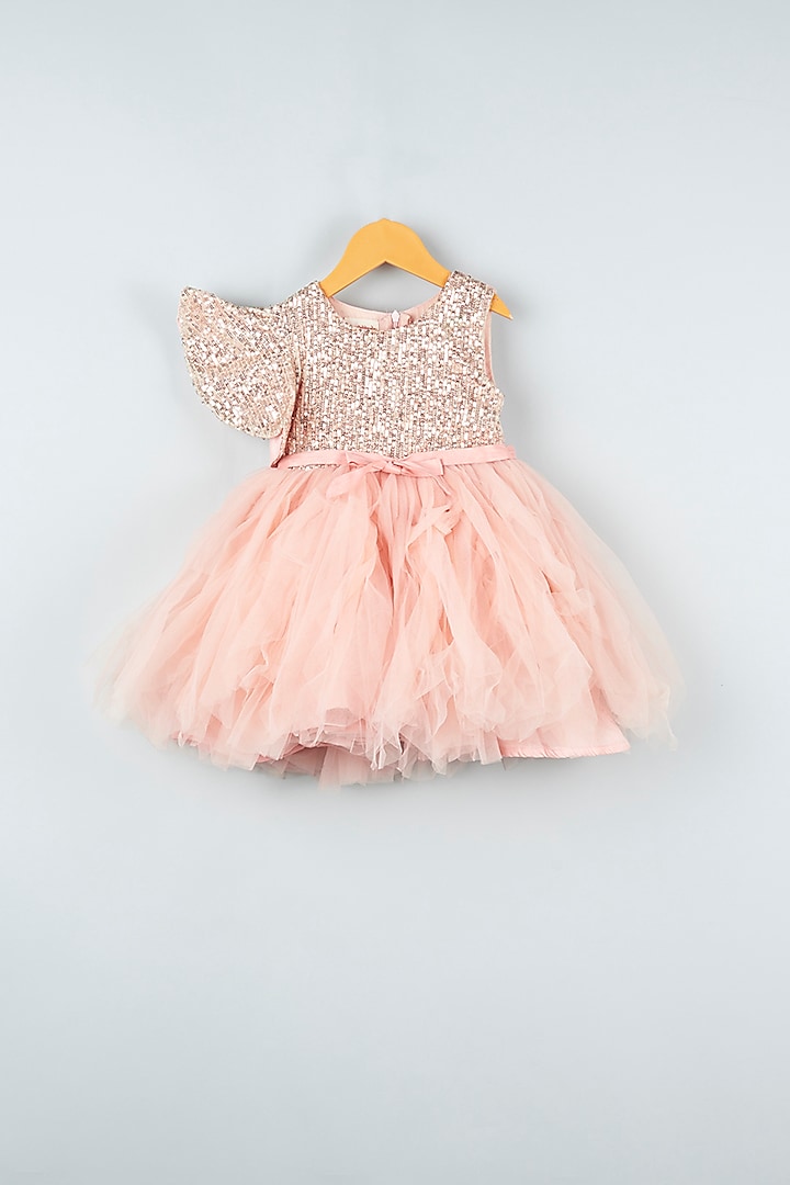 Peach Embroidered Frock For Girls by ATIJAH at Pernia's Pop Up Shop