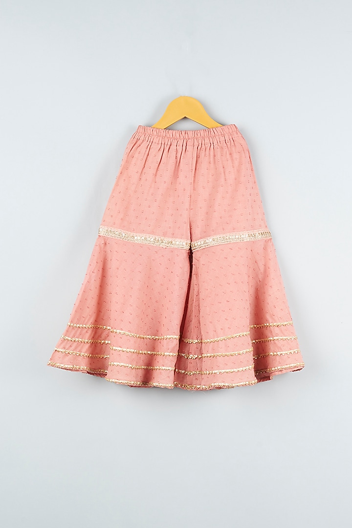 Peach Cotton Sharara Set For Girls by ATIJAH at Pernia's Pop Up Shop