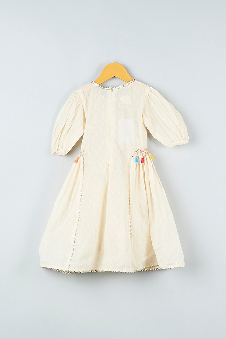 Off-White Self Textured Anarkali Set For Girls by ATIJAH at Pernia's Pop Up Shop