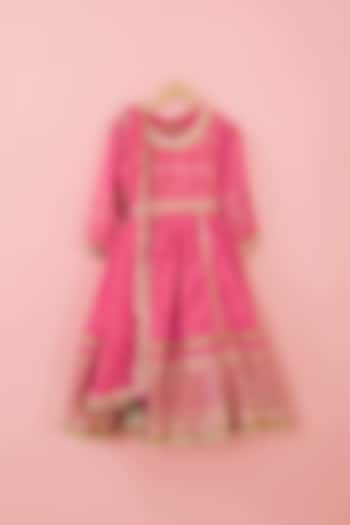 Pink Georgette Anarkali Set For Girls by ATIJAH at Pernia's Pop Up Shop