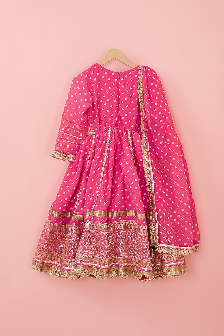 Pink Georgette Anarkali Set For Girls by ATIJAH at Pernia's Pop Up Shop