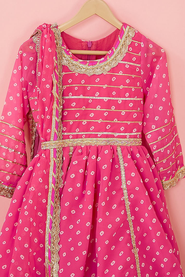 Pink Georgette Anarkali Set For Girls by ATIJAH at Pernia's Pop Up Shop