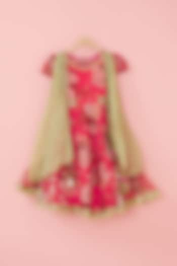 Pink Organza Anarkali Set For Girls by ATIJAH at Pernia's Pop Up Shop