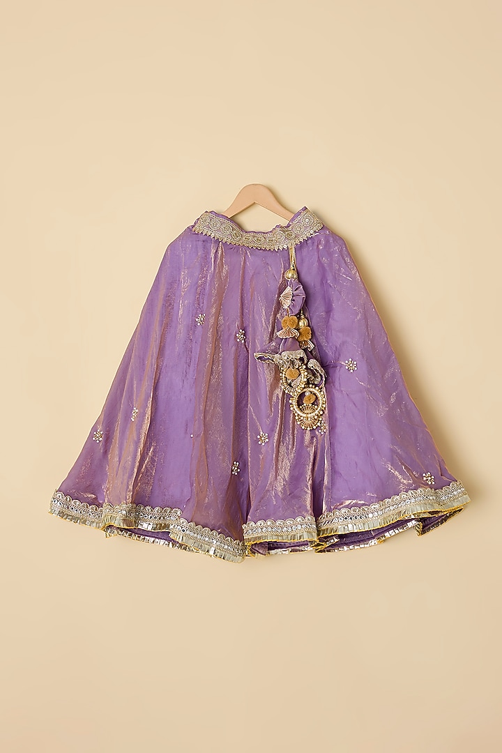Purple Organza & Shantoon Boota Embroidered Lehenga Set For Girls by ATIJAH at Pernia's Pop Up Shop
