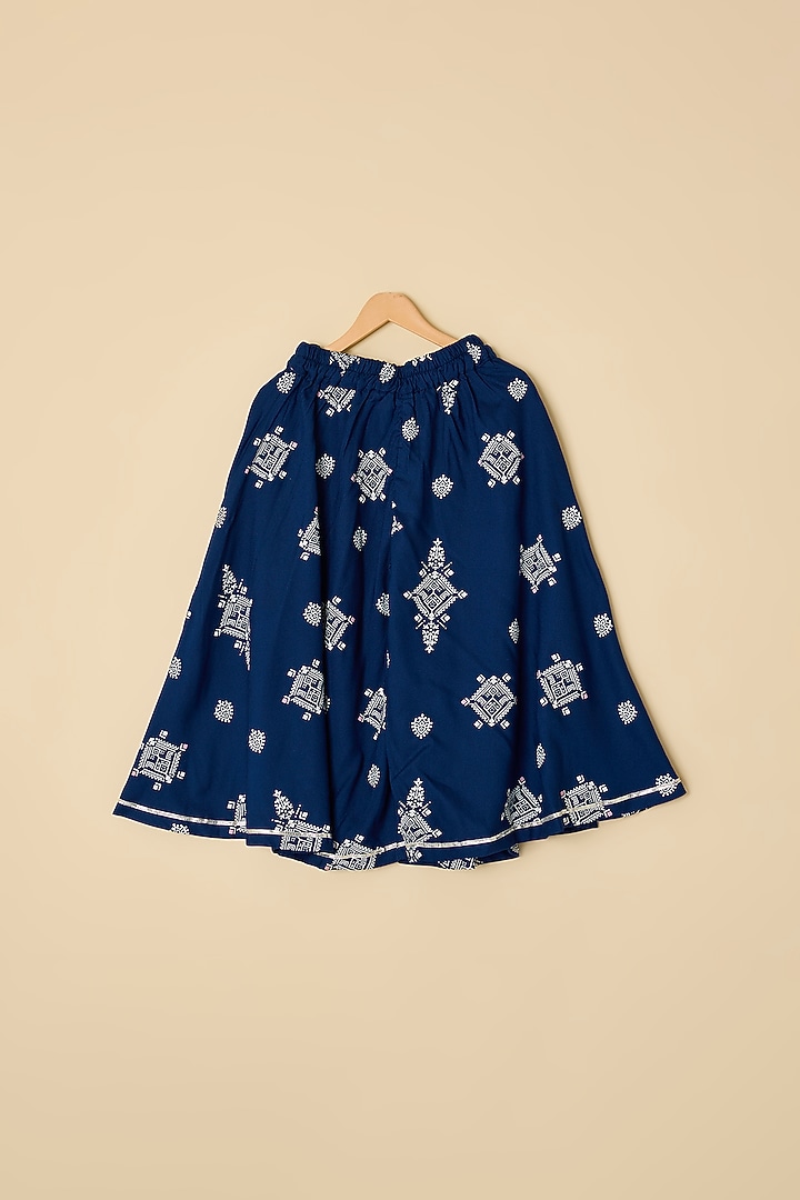 Midnight Blue Cotton Printed Kurta Set For Girls by ATIJAH at Pernia's Pop Up Shop