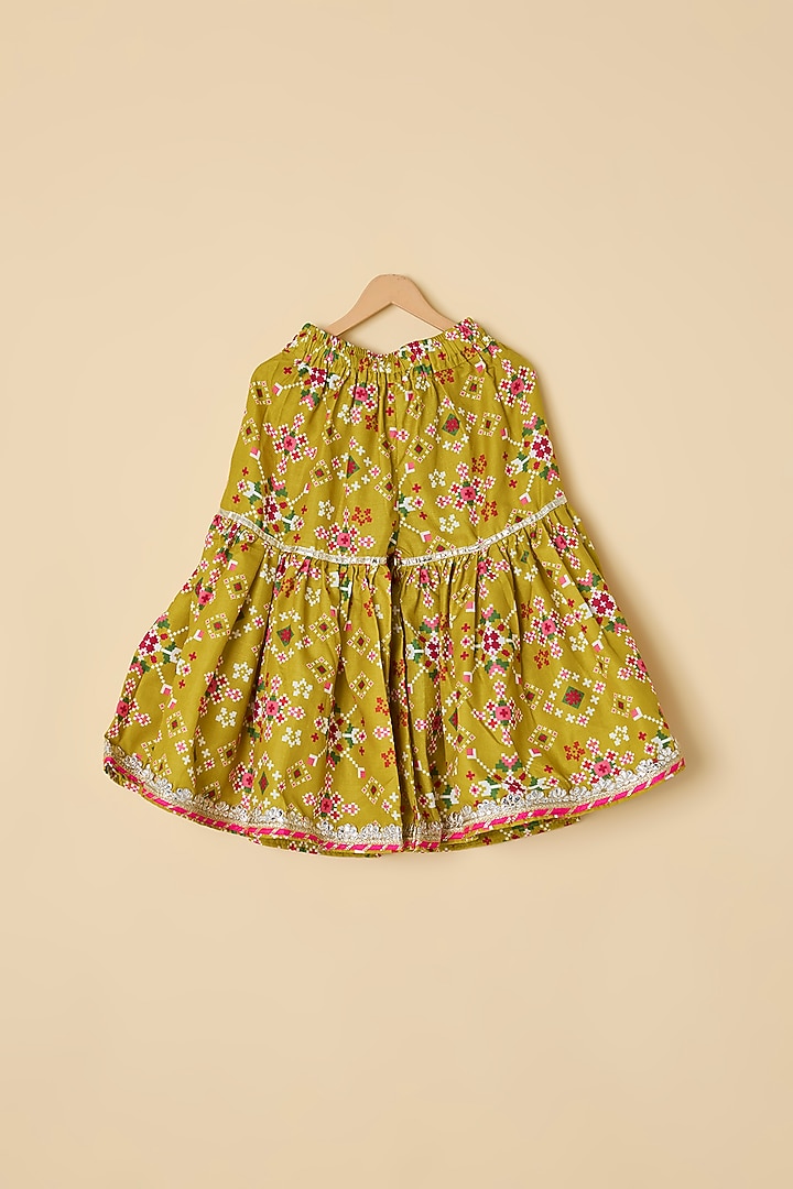 Mustard Cotton Printed Sharara Set For Girls by ATIJAH at Pernia's Pop Up Shop