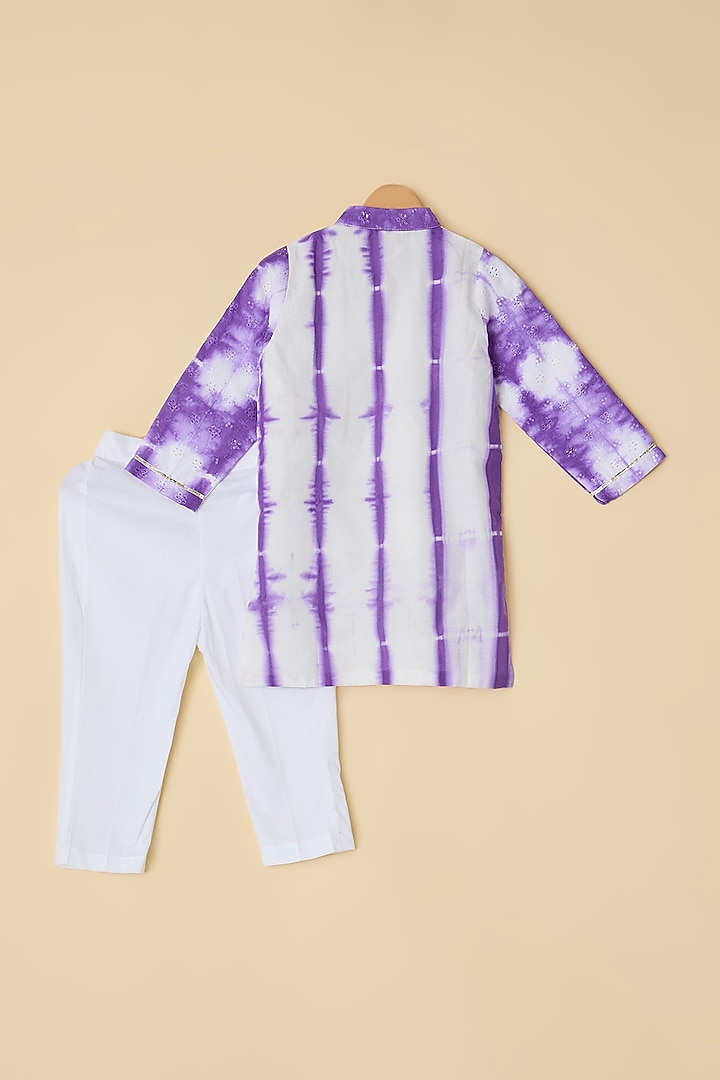 Purple Cotton Tie- Dye Kurta Set For Boys by ATIJAH at Pernia's Pop Up Shop