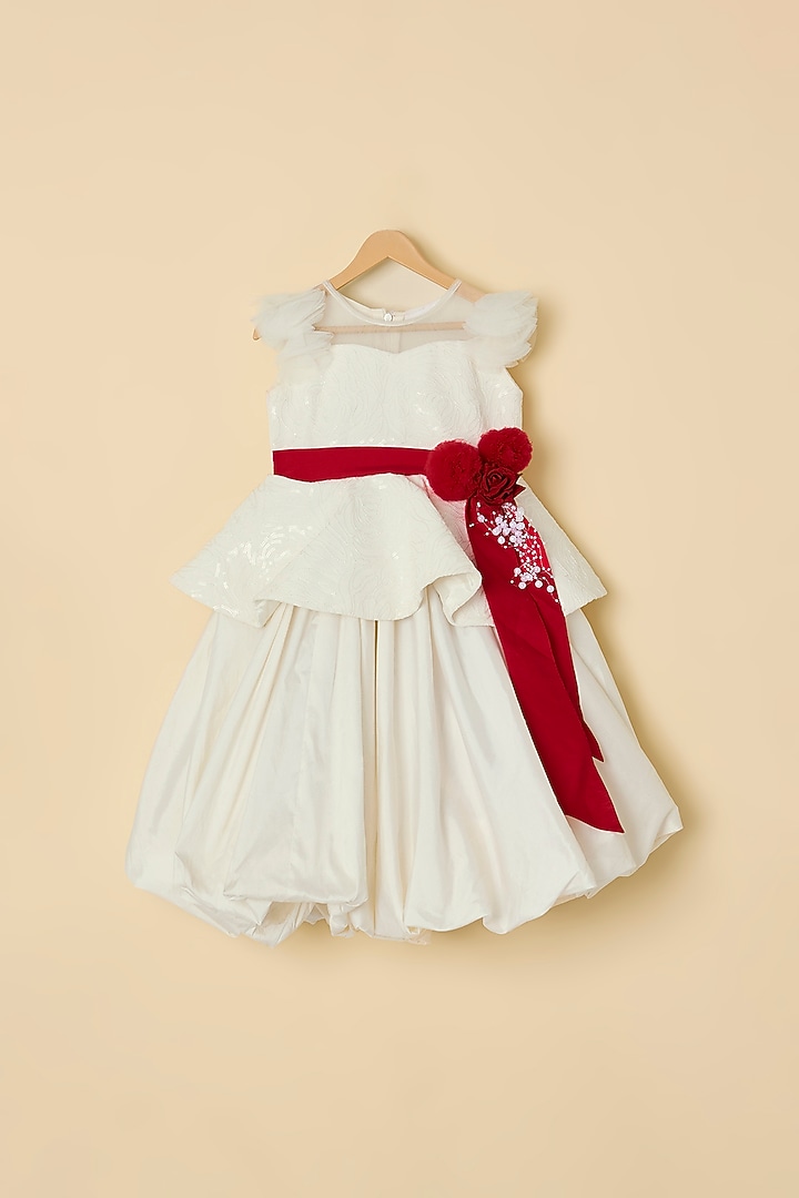 White Sequins & Silk Gown For Girls by ATIJAH at Pernia's Pop Up Shop