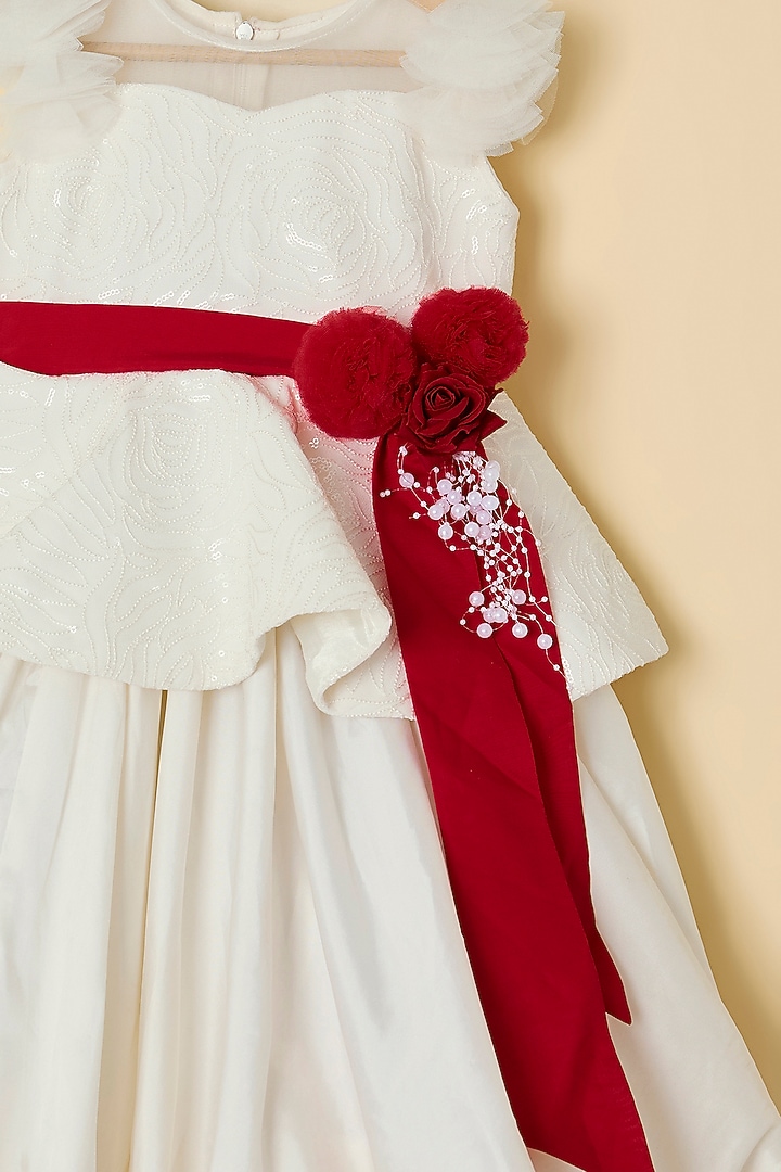 White Sequins & Silk Gown For Girls by ATIJAH at Pernia's Pop Up Shop