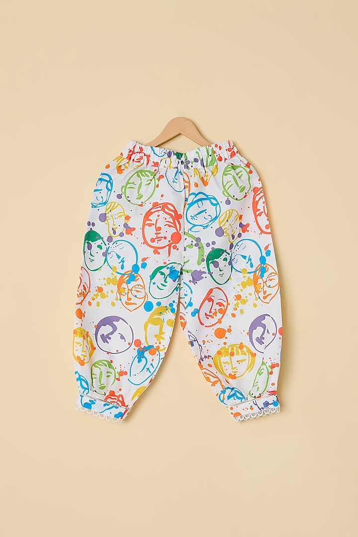 White Cotton Printed Kurta Set For Girls by ATIJAH at Pernia's Pop Up Shop