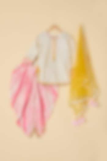 Pink Cotton Printed Dhoti Set For Girls by ATIJAH at Pernia's Pop Up Shop