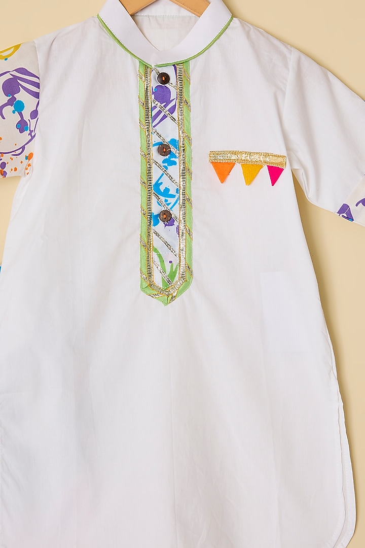 White Cotton Kurta Set For Boys by ATIJAH at Pernia's Pop Up Shop