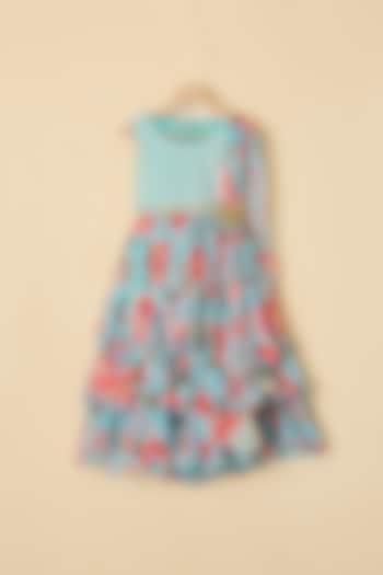 Green Georgette & Sequins Floral Printed Anarkali For Girls by ATIJAH at Pernia's Pop Up Shop