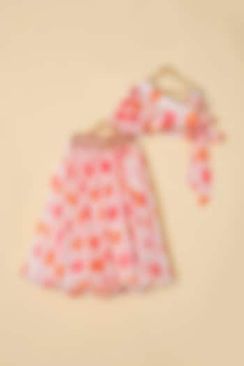 Pink Organza Embroidered Lehenga Set For Girls by ATIJAH at Pernia's Pop Up Shop