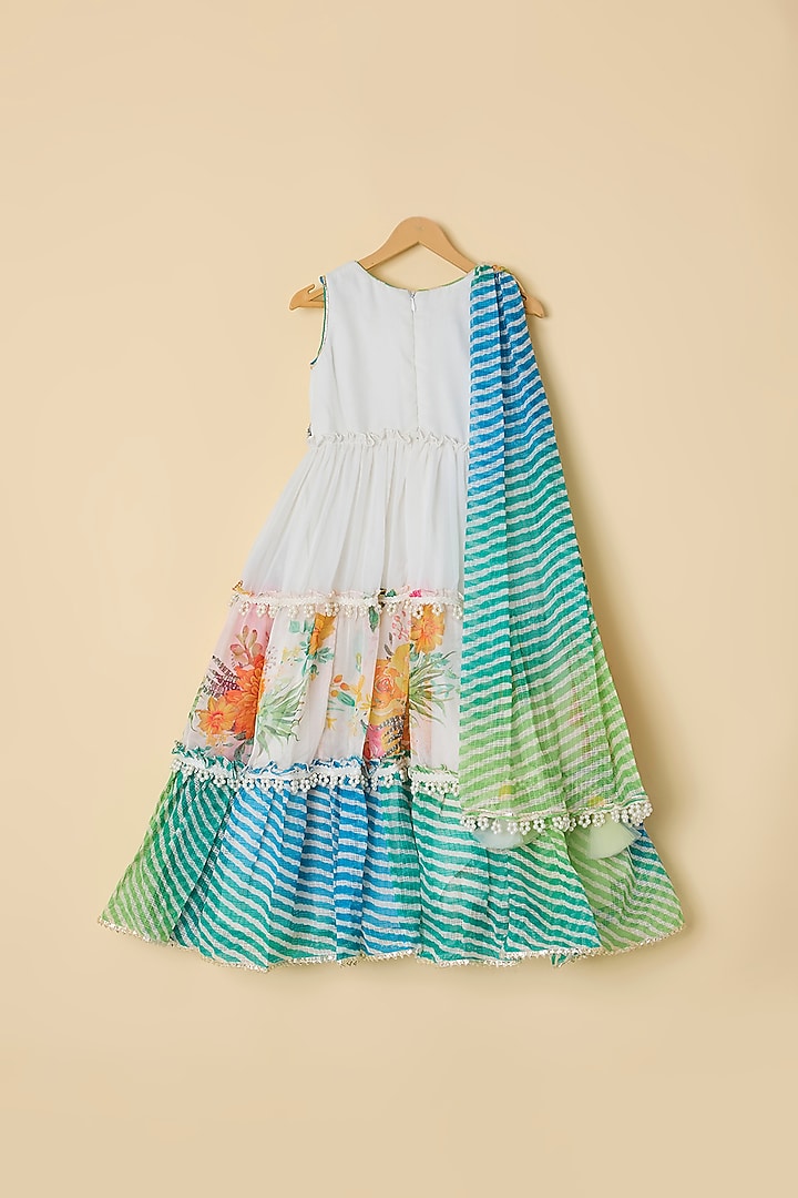 Green Georgette & Organza Printed Anarkali For Girls by ATIJAH at Pernia's Pop Up Shop